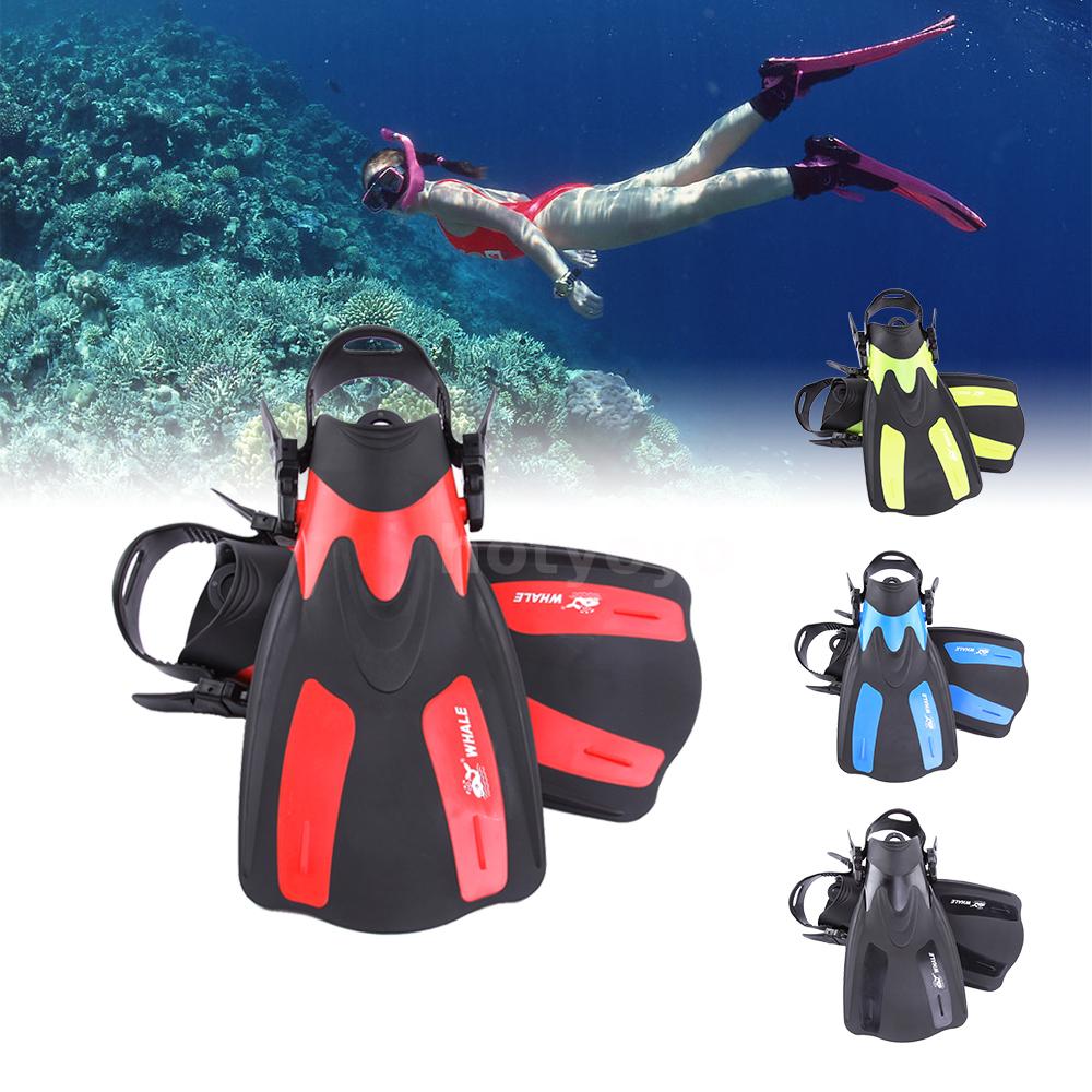 WHALE Adult Short Snorkeling Swim Fins Flippers with Adjustable Heel ...